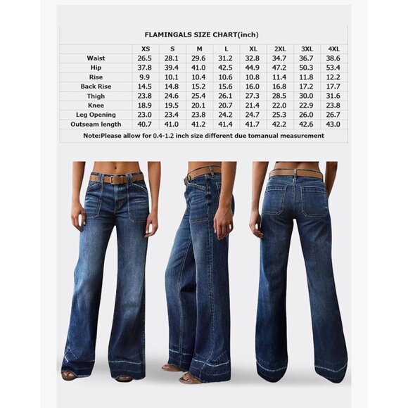 NEW Flamingals Womens High-Waist Wide-Leg Denim Jeans Size Small Casual Fit - Picture 14 of 14